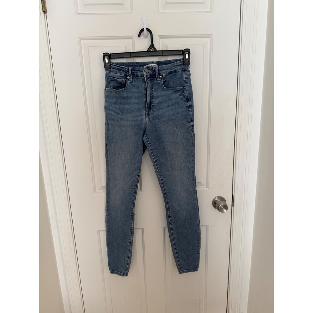 Good American Good Waist High Rise Skinny Jeans Blue Denim Size 6/28